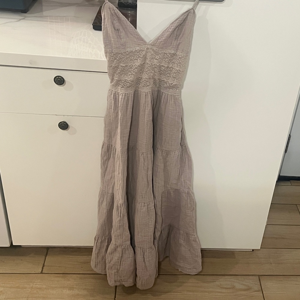 aerie Lace-Detail Tiered Maxi Dress